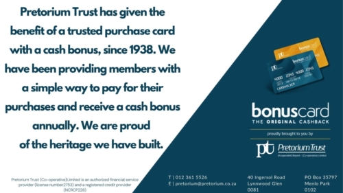 Pretorium Trust BonusCard since 1938